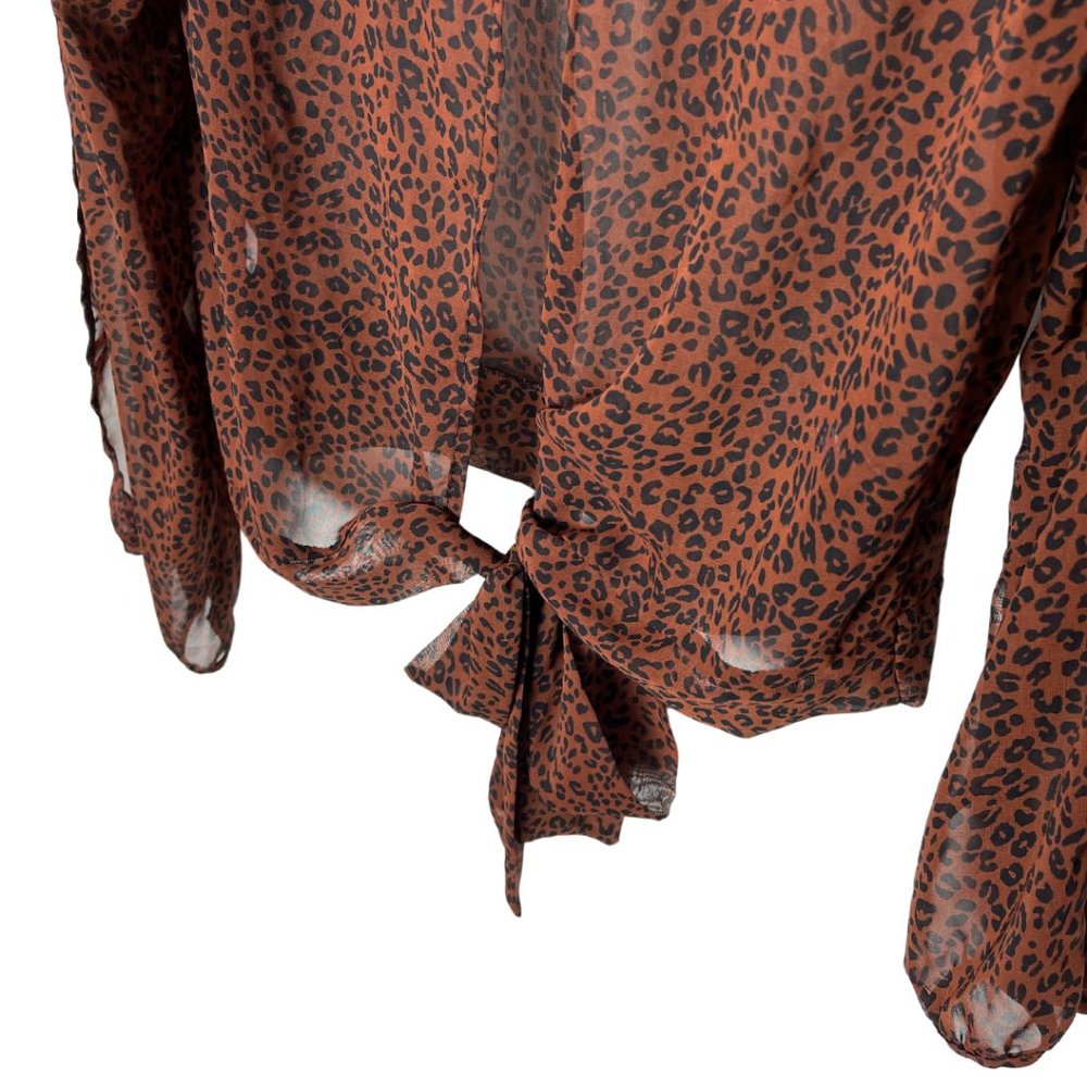 SIS SIS | Sheer Open Back and Split Arm Leopard Blouse | Size L - Picture 3 of 6
